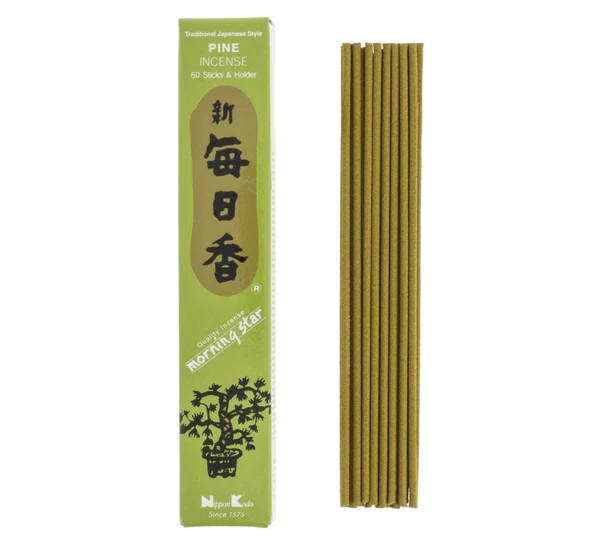 Incenso Morning Star Pine, 50 varetas e suporte.