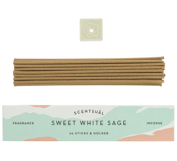 Scentsual White Sage Incense 30 Sticks & Holder