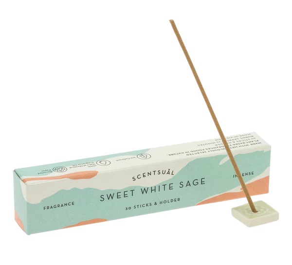 Scentsual White Sage Incense 30 Sticks & Holder