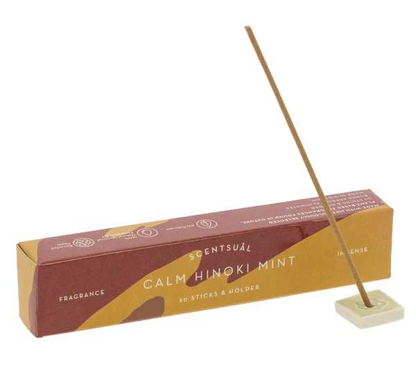Hinoki Mint Scentsual Incense 30 Sticks & Holder