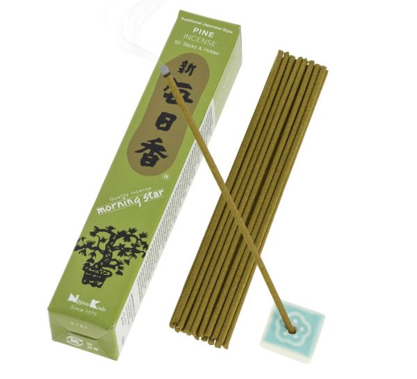 Incenso Morning Star Pine, 50 varetas e suporte.